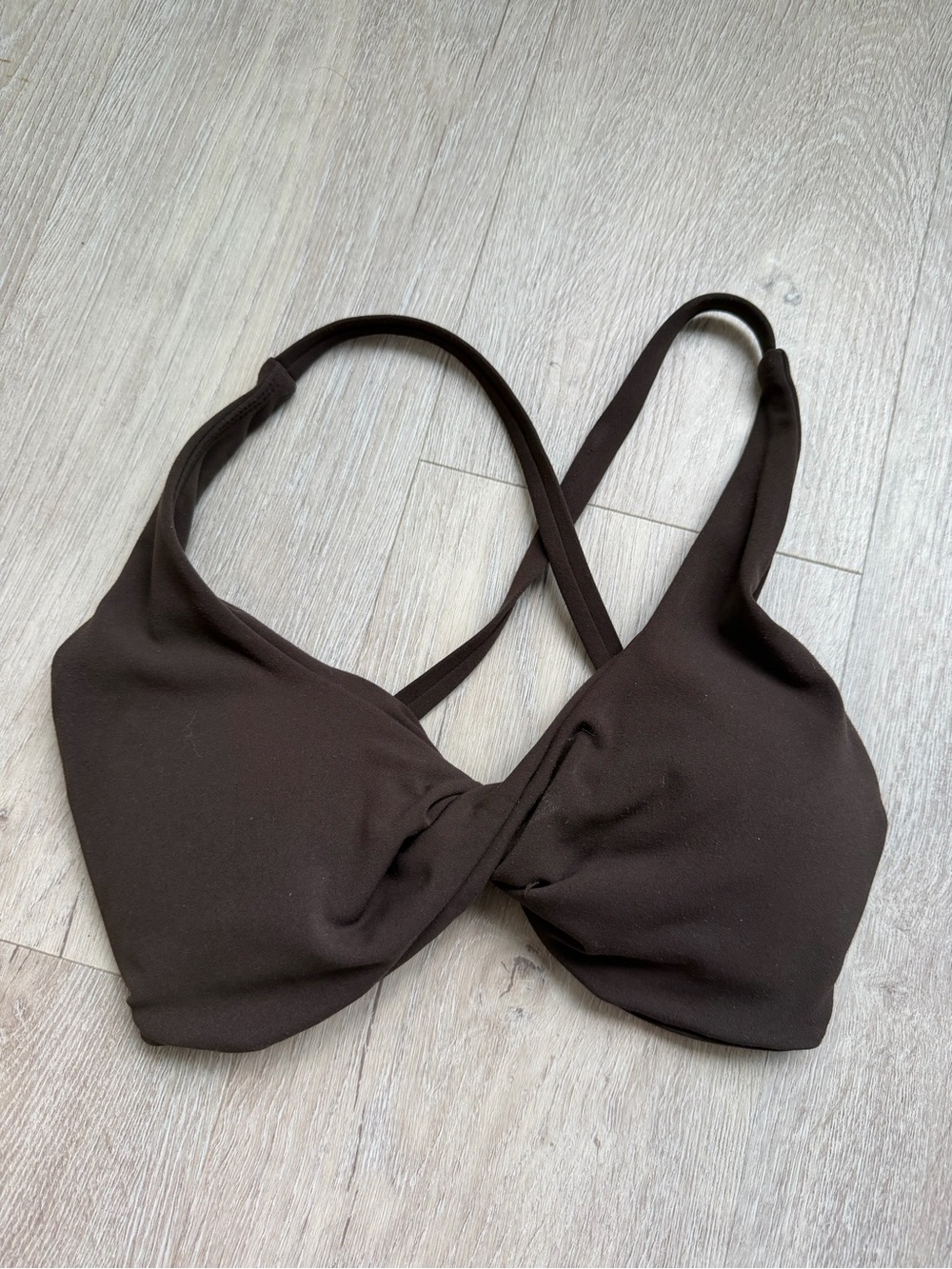 BuffBunny Collection Twist-Front Glow Sports Bra - Brown